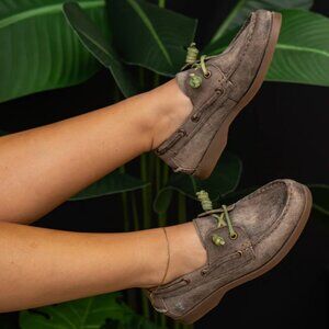 Roan Abide Tan Boat Shoe / Loafer in Leather (never worn)